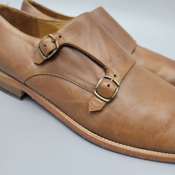 Joseph Abboud Collection Brown Leather Monk Strap Shoes Men's Size 11 - Picture 7 of 11